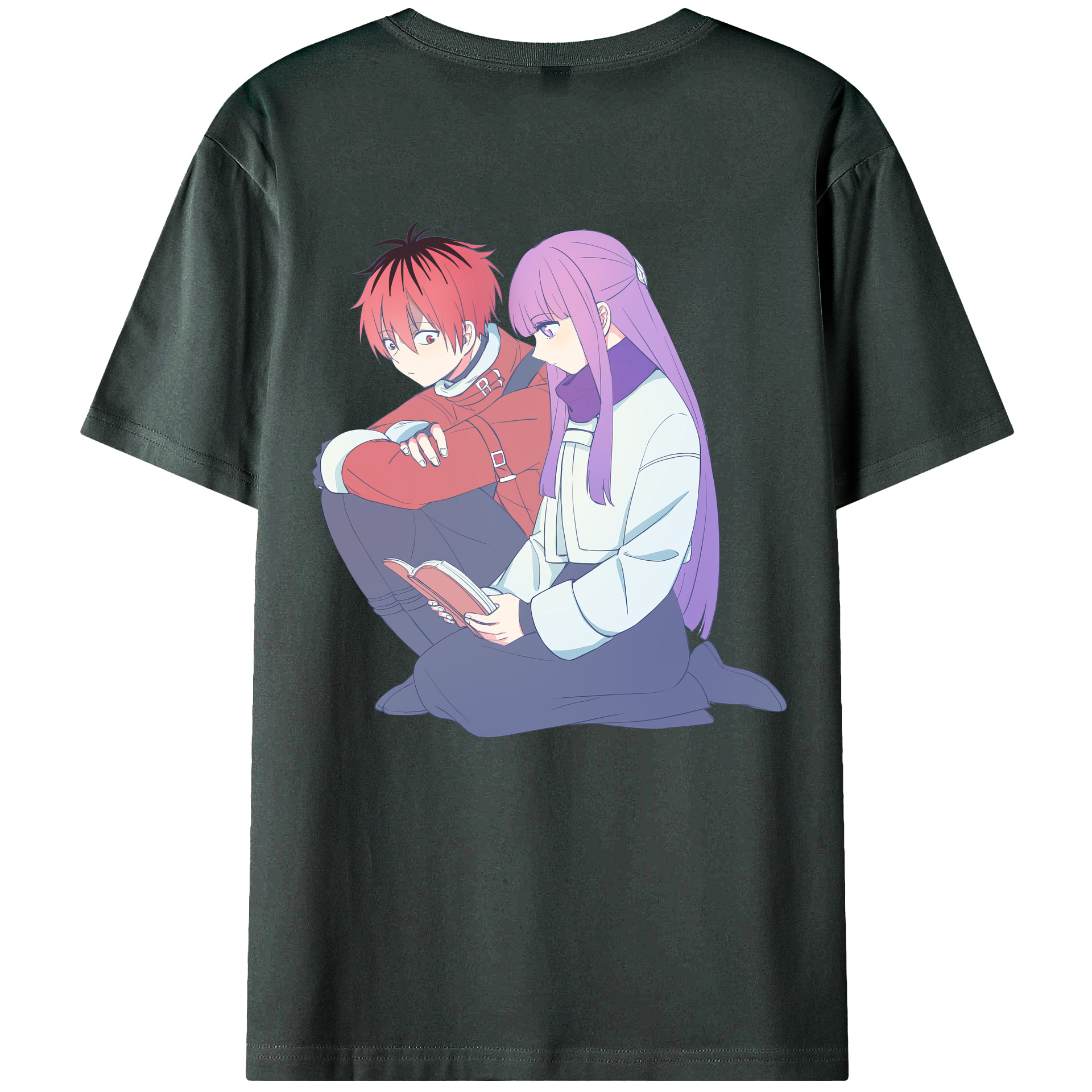（画像用） 葬送のフリーレン Frieren 綿100％ メンズ半袖Tシャツ（バックプリント） 通気性